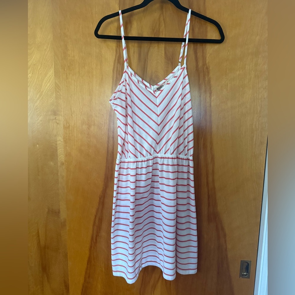 Make + Model Red and White Striped Dress